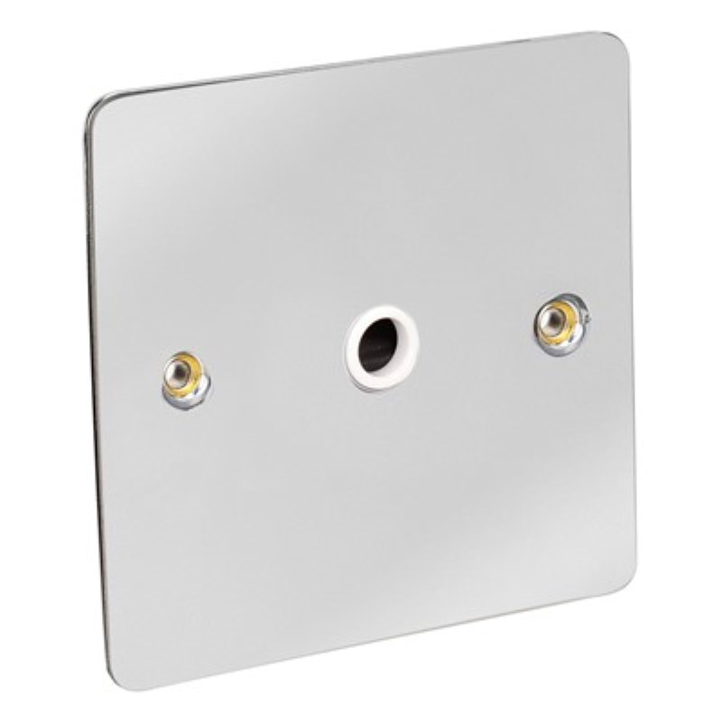 Flat Plate 20Amp Flex Outlet Plate *Chrome/White Insert ** - Click Image to Close